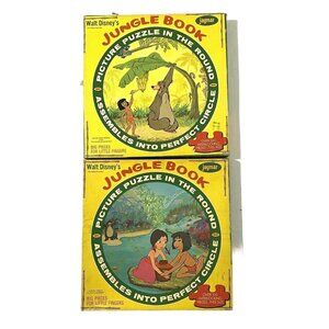 Vintage Jaymar Walt Disney JUNGLE BOOK‎ Round Jigsaw Puzzle Lot of 2
